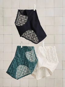 Lote de 3 cuecas algodão/renda, para grávida verde-esmeralda