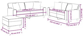 3 pcs conjunto de sofás com almofadas couro artificial preto