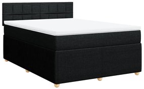 Cama com molas/colchão 140x190 cm tecido preto