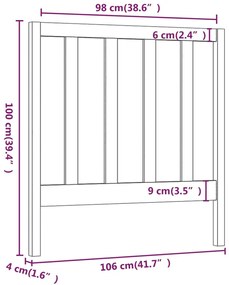 Cabeceira de cama 106x4x100 cm pinho maciço castanho mel