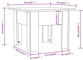 Mesa de centro 55x55x42 cm aglomerado branco