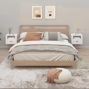 vidaXL Mesas de cabeceira parede 2 pcs 50x36x40 cm branco brilhante