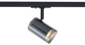 Foco moderno preto com vidro fumado para sistema de calha monofásico - Iconic Lloyd Moderno