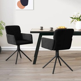 vidaXL Cadeiras de jantar giratórias 2 pcs veludo preto
