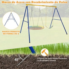 Estrutura de baloiço Infantil até 300 kg de estrutura A para 2 baloiços (Não incluidos) com postes para Jardim