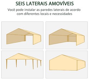 Outsunny Tenda para Festas 6x3 m Tenda Desmontável Exterior com 6 Mosq