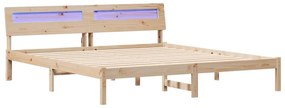 Estrutura da Cama com luzes de tira LED com cabeceira Castanho 180 x 2