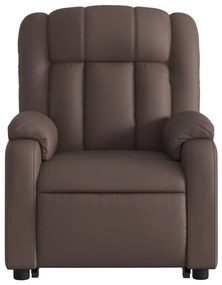 Poltrona massagens reclinável elevatória couro artif. castanho