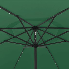Guarda-sol de jardim com luzes LED 400 cm verde