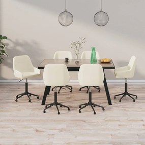 vidaXL Cadeiras de jantar giratórias 6 pcs veludo cor creme