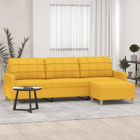 vidaXL Sofá de 3 lugares com apoio de pés 210 cm tecido amarelo-claro