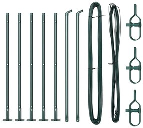 Conjunto de Postes de Cerca com Placas de Base 7 pcs Verde