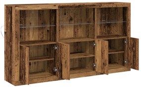 Buffet com Luzes LED Madeira Velha 181,5x37x100 cm Madeira Engenharia