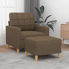vidaXL Poltrona com apoio de pés 60 cm tecido castanho