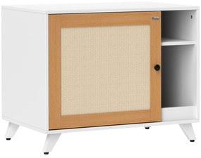 PawHut Móvel Caixa de Areia para Gatos Caixa de Areia para Gatos com Porta Tapete para Arranhar e Compartimento 77x50x63 cm Branco | Aosom Portugal