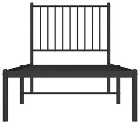 Estrutura de cama com cabeceira 75x190 cm metal preto