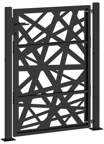 Portão de jardim 105x130 cm preto com luz em aço