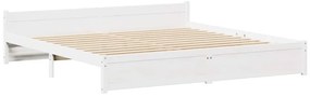 Cama sem colchão 180x200 cm madeira de pinho maciça branco