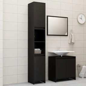 vidaXL 3 pcs conjunto de móveis de casa de banho contraplacado preto