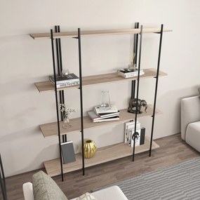 Estante Moss – Carvalho e Preto – 160x180x29,6 cm