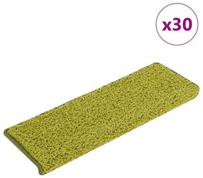 vidaXL Tapetes de escada 30 peças 65x21x4 cm verde com borda retangular