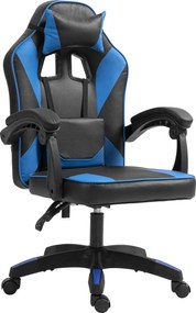 Cadeira de escritório em couro sintético preto e azul