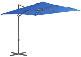 vidaXL Guarda-sol cantilever com poste de aço 250x250 cm azul ciano