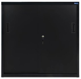Armário de Escritório Metálico com Portas de Correr 800x800x420mm Preto