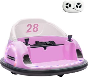AIYAPLAY Autoscooter, rotação 360°, velocidade 2 km/h, cinto de segurança, luzes LED, música e buzina, Rosa | Aosom Portugal