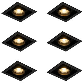 Conjunto de 6 focos embutidos modernos pretos ajustáveis - Roof