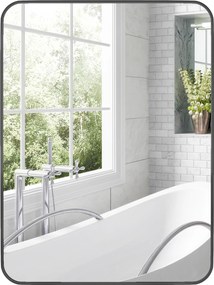 Espelho Casa de Banho 60x80 cm Espelho de Parede com Estrutura de Metal Vertical e Horizontal para Entrada Preto