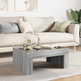 Mesa de centro luzes LED Infinity 70x50x30 cm cinzento sonoma