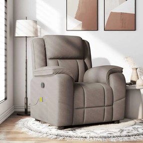 vidaXL Poltrona de massagens reclinável tecido cinzento-acastanhado