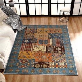 Tapete Eexfab445-Klm – Camel, Laranja, Vermelho Telha, Azul – 80x150 c