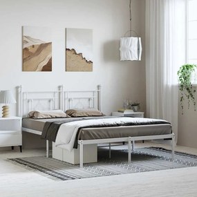 Estrutura de cama com cabeceira 193x203 cm metal branco