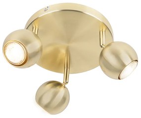 Projetores redondos retro em latão com placa de teto 3-luzes - Gissi Moderno