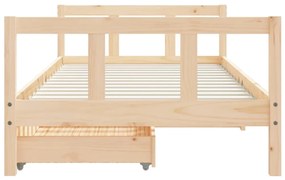 Estrutura de cama infantil c/ gavetas 90x190 cm pinho maciço