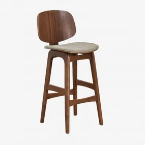 Banqueta Alta Em Madeira E Estofado Canadá Madeira Escura & ↑65 Cm & Tecido Castanho Moca - Sklum