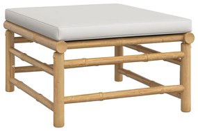 8 pcs conj. lounge de jardim bambu c/ almofadões cinzento-claro