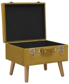 Banco de arrumação 40 cm veludo amarelo mostarda