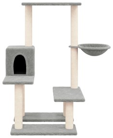 Árvore p/ gatos c/ arranhadores sisal 94,5 cm cinza-claro