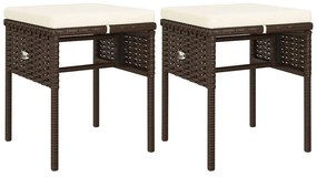 6 pcs conj. lounge jardim c/ almofadões 6 pcs vime PE castanho