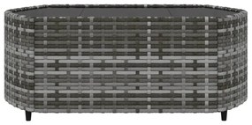 4 pcs conjunto lounge de jardim c/ almofadões vime PE cinzento