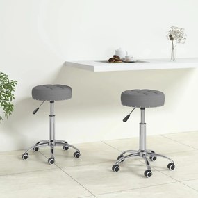 vidaXL Cadeiras de jantar giratórias 2 pcs tecido cinzento
