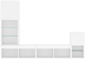 4pcs móveis de parede p/ TV c/ LEDs derivados de madeira branco