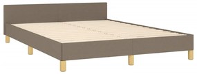 Cama sem colchão 140x200 cm tecido castanho-acinzentado