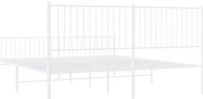 Estrutura de cama com cabeceira e pés 193x203 cm metal branco