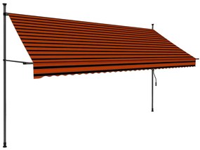 Toldo retrátil manual com LED 350 cm laranja e castanho