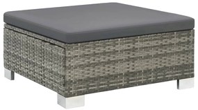 10 pcs conjunto lounge de jardim c/ almofadões vime PE cinzento