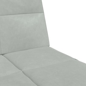 Sofá-cama 2 lugares c/ apoio de pés veludo cinza-claro